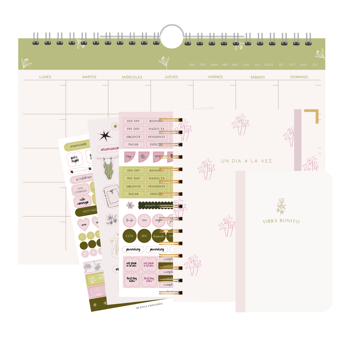 KIT 2 AGENDA MAGNLIA + PLANNER MENSUAL +LIBRETA