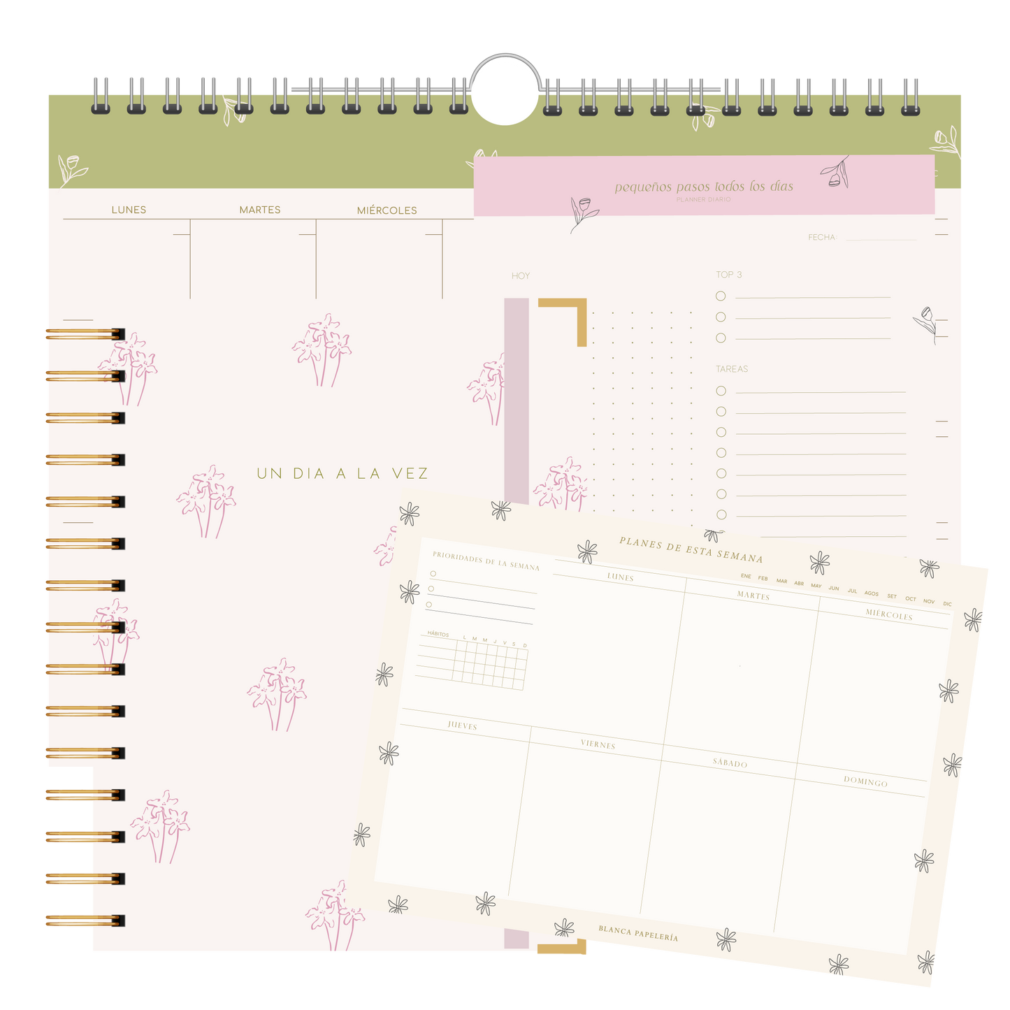 KIT 4 AGENDA MAGNOLIA + PLANNER MENSUAL + PLANNER SEMANAL + PLANNER DIARIO