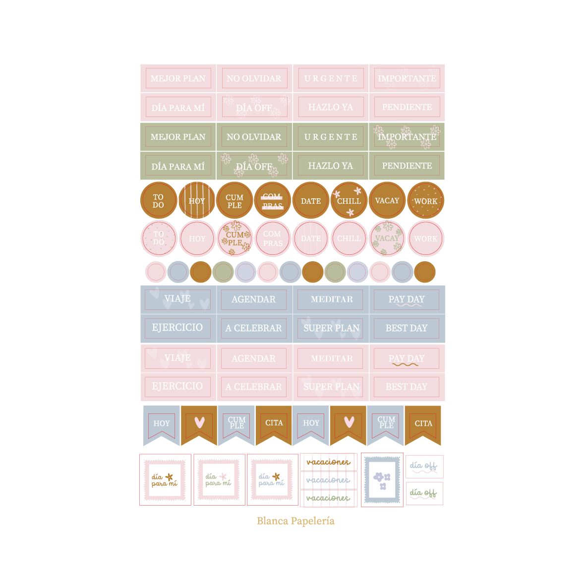 STICKERS PLANES Y ACTIVIDADES "CALMA"