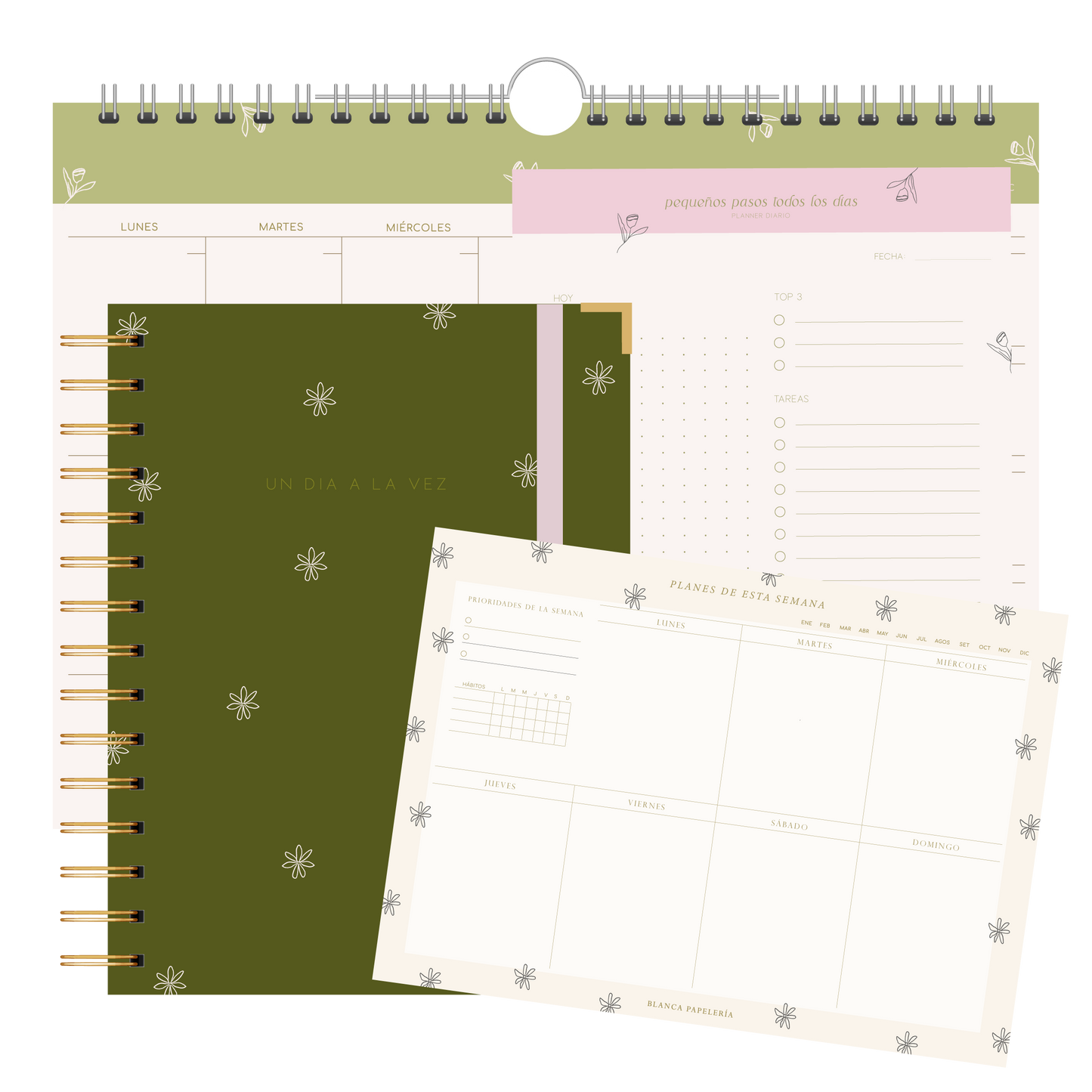 KIT 4 AGENDA AURORA + PLANNER MENSUAL + PLANNER SEMANAL + PLANNER DIARIO